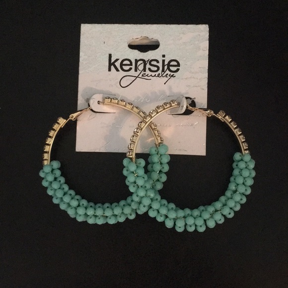 Turquoise Beads and gold Hoops NWT - Picture 1 of 1